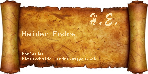 Haider Endre névjegykártya